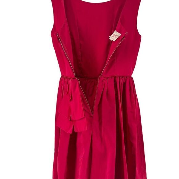 1960s Party Dress Berry Red Bow Back Sleeveless Flare Skirt Monterey Modes XS - Picture 12 of 13